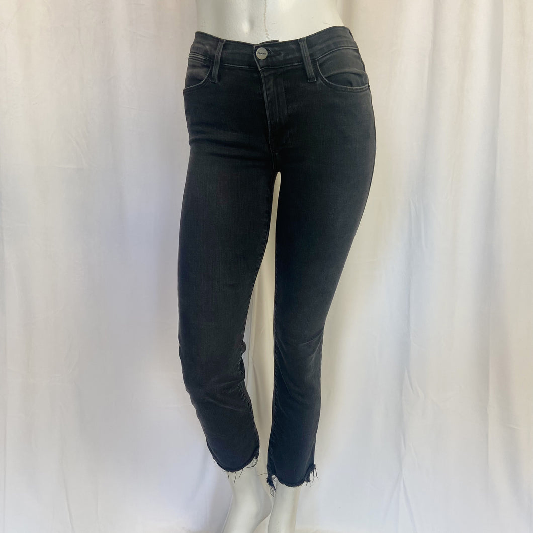 Frame | Womens Black Raw Hem Skinny Jeans | Size: 25