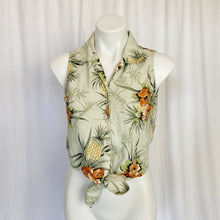 Load image into Gallery viewer, Tommy Bahama | Women&#39;s Green Silk Tropical Print Sleeveless Tie Front Button Down Top | Size: S
