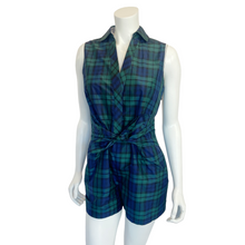 Load image into Gallery viewer, Vineyard Vines | Women&#39;s Blue and Green Blackwatch Taffeta Romper with Tags | Size: 2
