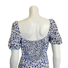 Load image into Gallery viewer, Commense | Womens Cream and Blue Floral Print Off Shoulder Midi Dress with Tags | Size: L
