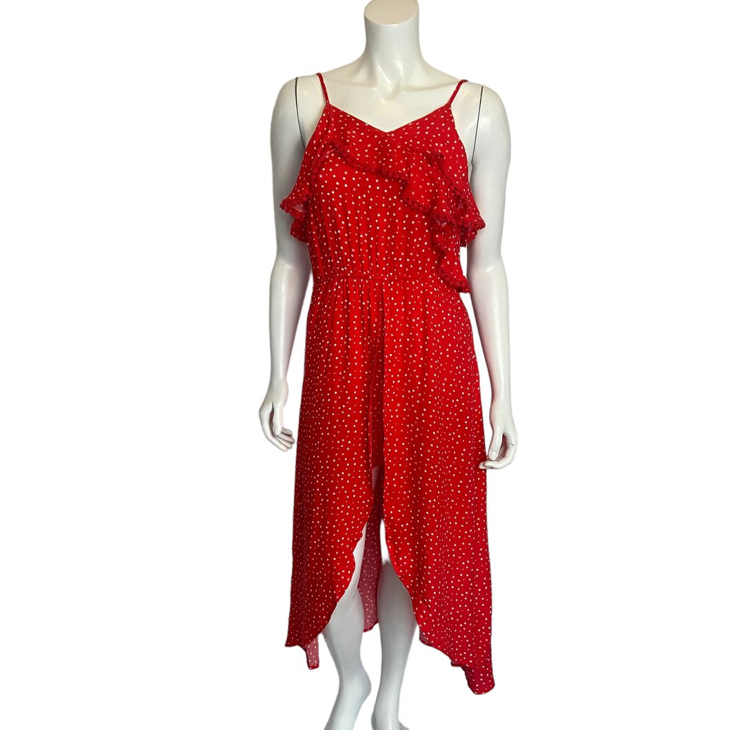 Art Class | Girls Bright Red & White Polka Dot Romper with Attached Skirt | Size: 14-16Y