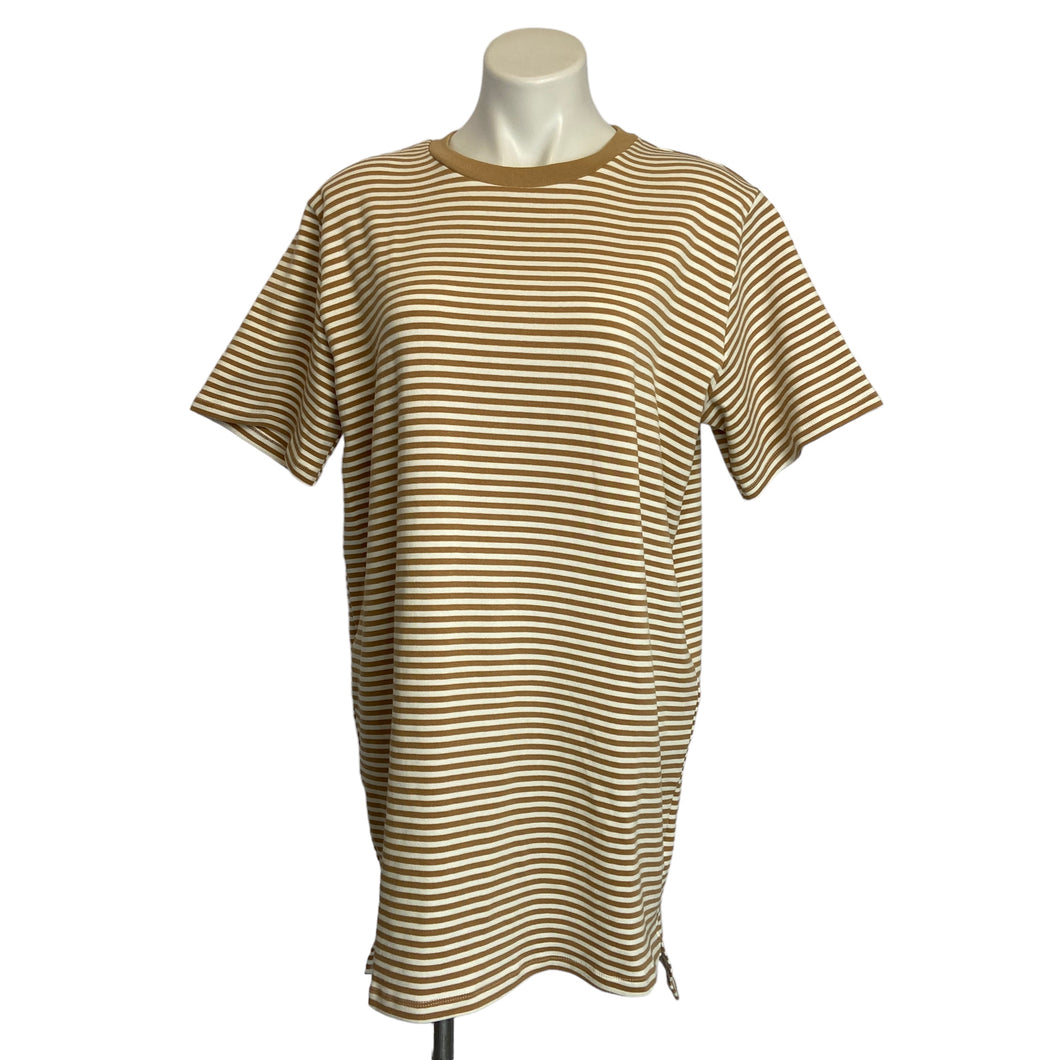 Things Between | Womens Tan and Cream Stripe Cotton Blend Tunic Top | Size: S