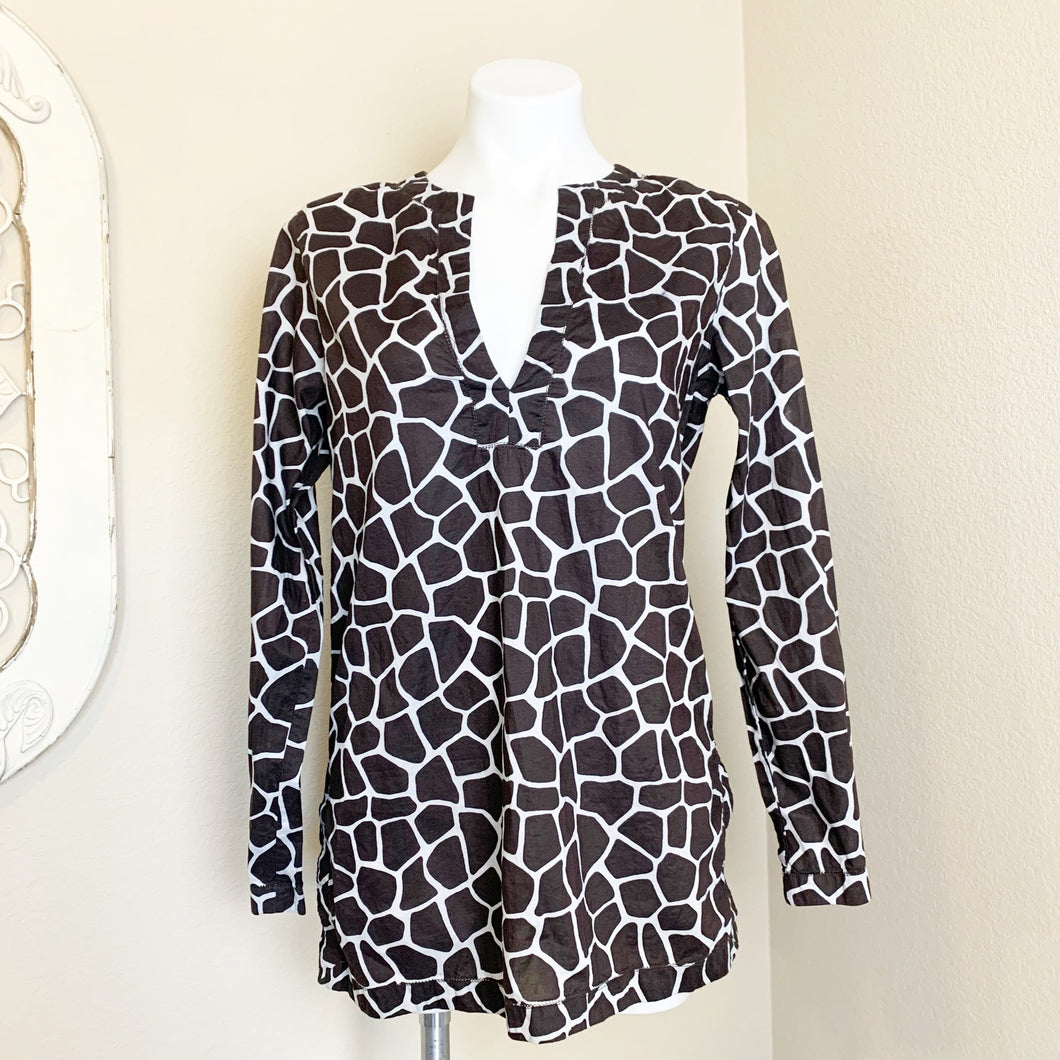Michael Kors | Brown Giraffe Print Long Sleeve Blouse | Size: M