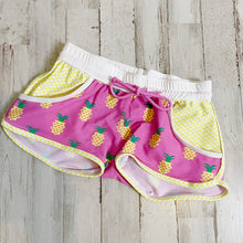 Load image into Gallery viewer, Platypus Australia | Girls Pink Pineapple Swim Shorts | Size: 4T
