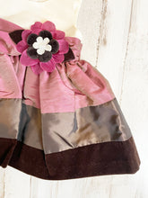 Load image into Gallery viewer, Bonnie Baby | Color Block Purple and Brown Taffeta Dress | Size: 3-6M

