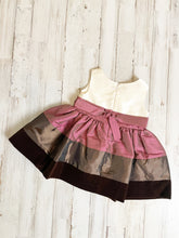 Load image into Gallery viewer, Bonnie Baby | Color Block Purple and Brown Taffeta Dress | Size: 3-6M
