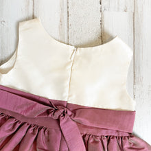 Load image into Gallery viewer, Bonnie Baby | Color Block Purple and Brown Taffeta Dress | Size: 3-6M
