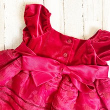 Load image into Gallery viewer, Sweet Heart Rose | Red Velvet and Tulle Dress | Size: 24M
