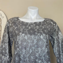 Load image into Gallery viewer, Banana Republic | Women&#39;s Silver, Cream and Gold Metallic Lace Long Sleeve Formal Top | Size: M
