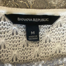 Load image into Gallery viewer, Banana Republic | Women&#39;s Silver, Cream and Gold Metallic Lace Long Sleeve Formal Top | Size: M
