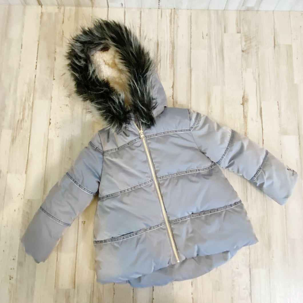 Catimini | Girl's Purple Puffer Coat with Fur Hood | Size: 5T