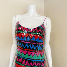 Load image into Gallery viewer, A.J. Bari | Womens Saks Fifth Avenue Colorful Silk Vintage Tribal Print Sequin Dress with Tags | Size: 4

