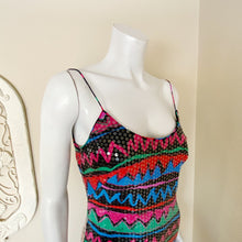 Load image into Gallery viewer, A.J. Bari | Womens Saks Fifth Avenue Colorful Silk Vintage Tribal Print Sequin Dress with Tags | Size: 4
