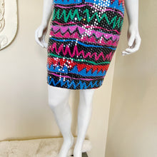 Load image into Gallery viewer, A.J. Bari | Womens Saks Fifth Avenue Colorful Silk Vintage Tribal Print Sequin Dress with Tags | Size: 4
