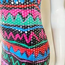 Load image into Gallery viewer, A.J. Bari | Womens Saks Fifth Avenue Colorful Silk Vintage Tribal Print Sequin Dress with Tags | Size: 4
