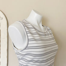 Load image into Gallery viewer, Club Monaco | Womens White and Gray Stripe Tie Back Crop Top | Size: L
