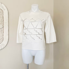 Load image into Gallery viewer, Tibi | Womens Cream Laser Cut Front Long Sleeve Top | Size: XS
