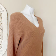 Load image into Gallery viewer, Express | Womens Light Brown Soft Ribbed V Neck Pullover Sweater | Size: XS
