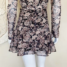 Load image into Gallery viewer, Bardot | Womens Black and Brown Floral Print Ruffle Mini Dress | Size: 4
