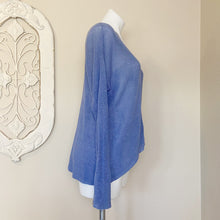 Load image into Gallery viewer, Eileen Fisher | Womens Blue Sheer Linen Blend Long Sleeve Pullover Top | Size: S
