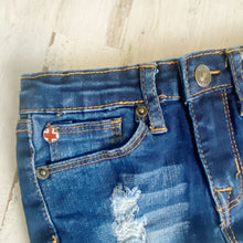 Load image into Gallery viewer, Hudson | Girls Dark Wash Distressed Fray Cut Off Denim Shorts | Size: 4T
