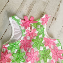 Load image into Gallery viewer, Mud Pie | Girls Neon Pink and Green Doily Onesie | Size: 6-9M
