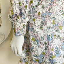 Load image into Gallery viewer, Modcloth | Womens White and Blue and Pink Floral Print Ruffle Long Sleeve Belted Button Down Dress | Size: S

