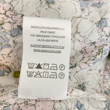 Load image into Gallery viewer, Modcloth | Womens White and Blue and Pink Floral Print Ruffle Long Sleeve Belted Button Down Dress | Size: S
