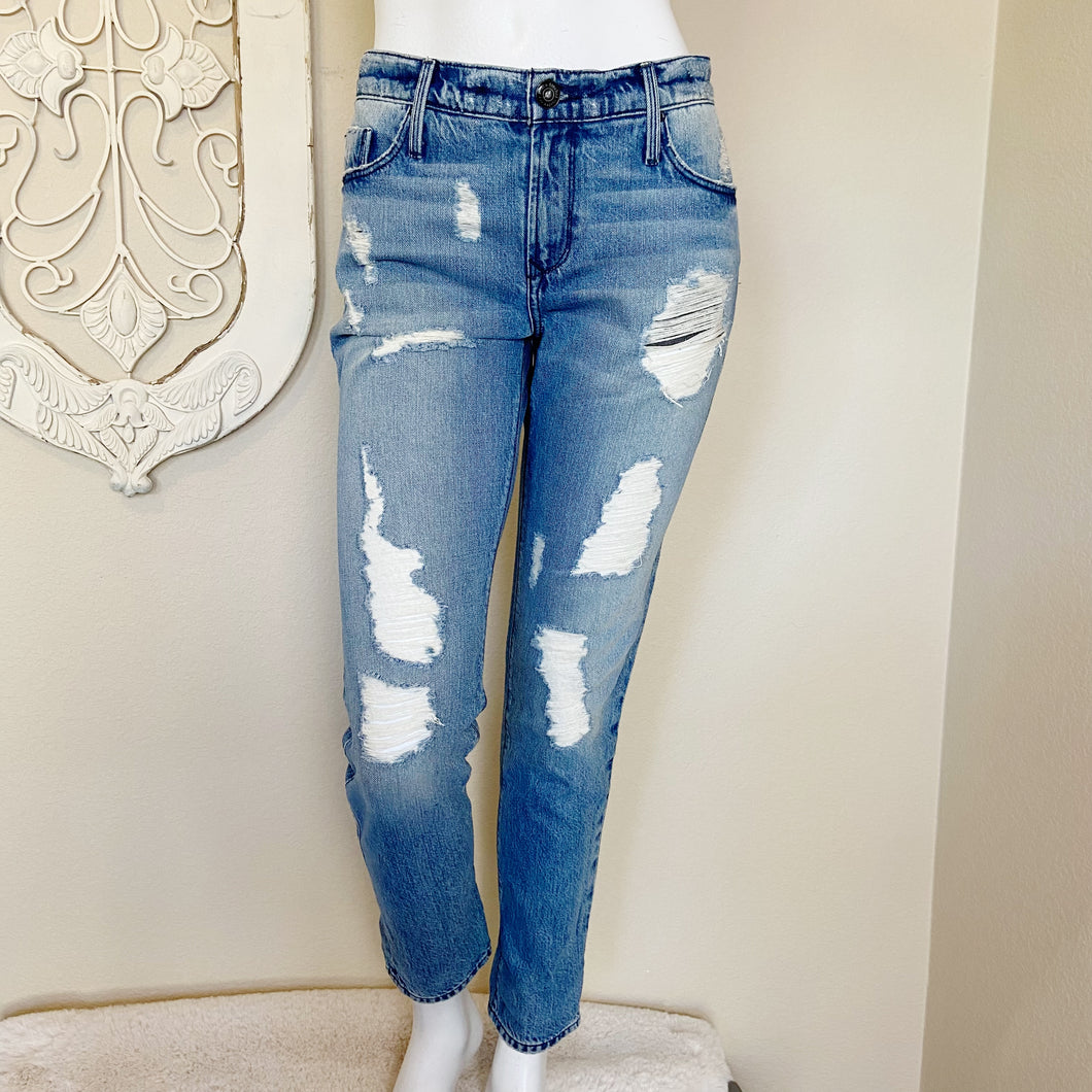 Black Orchid | Womens Medium Wash Distressed Boyfriend Jeans | Size: 26