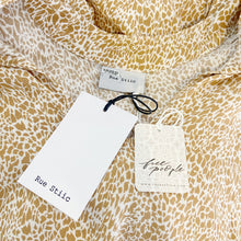 Load image into Gallery viewer, Anthropologie | Womens Rue Stiic Gold and Cream Animal Print Tie Neck Long Sleeve Dress | Size: S
