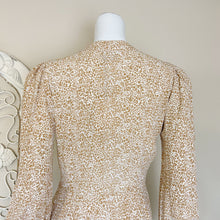 Load image into Gallery viewer, Anthropologie | Womens Rue Stiic Gold and Cream Animal Print Tie Neck Long Sleeve Dress | Size: S
