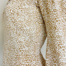 Load image into Gallery viewer, Anthropologie | Womens Rue Stiic Gold and Cream Animal Print Tie Neck Long Sleeve Dress | Size: S
