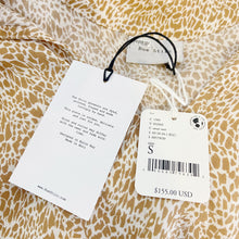 Load image into Gallery viewer, Anthropologie | Womens Rue Stiic Gold and Cream Animal Print Tie Neck Long Sleeve Dress | Size: S

