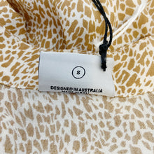 Load image into Gallery viewer, Anthropologie | Womens Rue Stiic Gold and Cream Animal Print Tie Neck Long Sleeve Dress | Size: S
