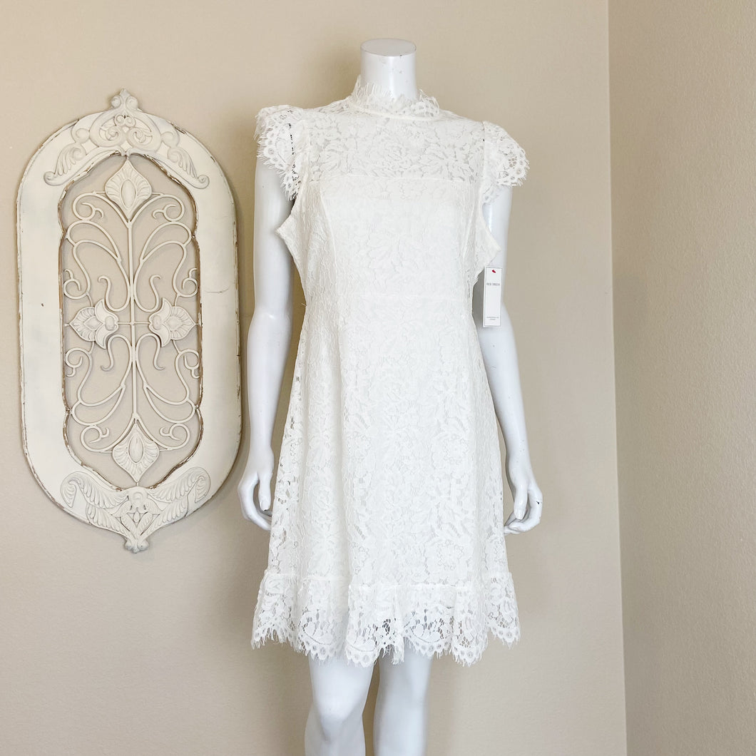 Aura | Womens White Lace Cap Sleeve Dress | Size: L