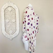 Load image into Gallery viewer, Free People | Womens Cream and Purple Poppy Print and Lace Long Sleeve Bodysuit | Size: M
