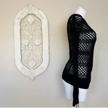 Load image into Gallery viewer, St. Roche | Women&#39;s Black Open Knit Pullover Sweater | Size: S
