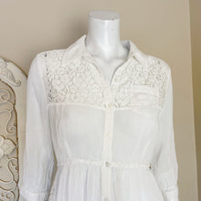 Load image into Gallery viewer, Free People | Women&#39;s White Sheer and Lace Long Sleeve Button Down Top | Size: 10
