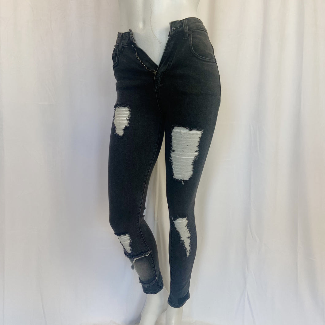 Maniere De Voir | Womens Black Distressed Skinny Jeans | Size: XS