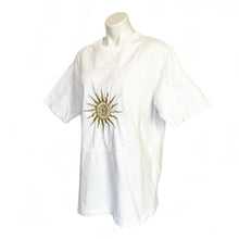 Load image into Gallery viewer, Johnny Was | Women&#39;s White Vintage Gold and Silver Sun Vintage Oversized Short Sleeve Tee | Size: OS

