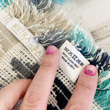 Load image into Gallery viewer, Shiraleah | Cream Beige Teal Gray Blue Tribal Print Blend Throw Accent Blanket
