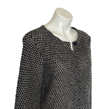 Load image into Gallery viewer, Eileen Fisher | Women&#39;s Black and White Large Open Knit Hidden Snap Cardigan | Size: M
