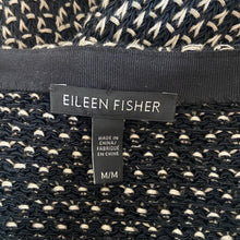 Load image into Gallery viewer, Eileen Fisher | Women&#39;s Black and White Large Open Knit Hidden Snap Cardigan | Size: M
