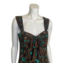 Load image into Gallery viewer, Trina Turk | Women&#39;s Brown and Teal Floral Print Cotton Dress | Size: 8
