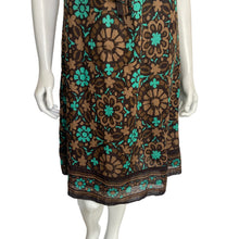Load image into Gallery viewer, Trina Turk | Women&#39;s Brown and Teal Floral Print Cotton Dress | Size: 8
