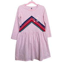Load image into Gallery viewer, Tea | Girls Light Pink Heather Chevron and Bird Patterned Long Sleeved Cotton Dress | Size: 8Y
