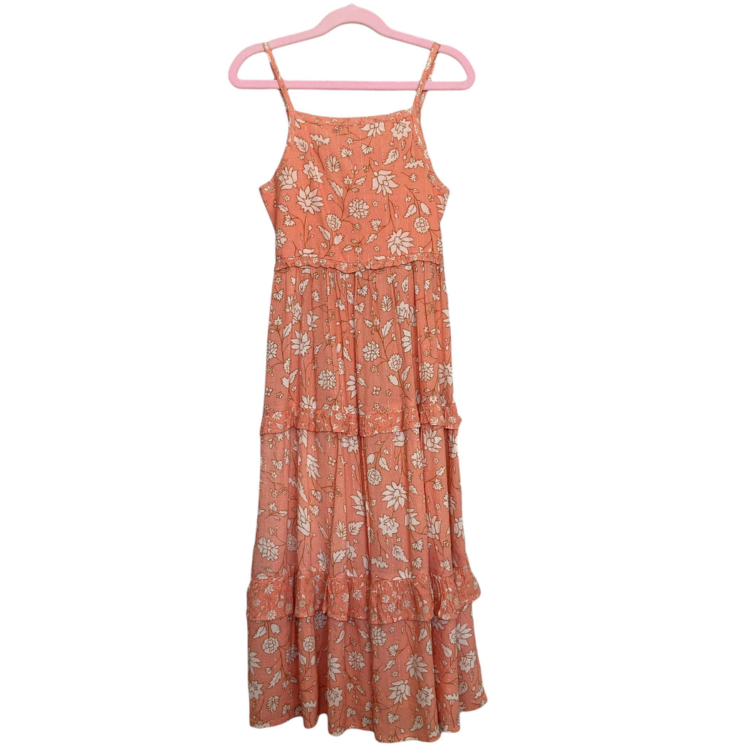 Cat & Jack | Girl's Salmon Floral Print Tiered Maxi Dress | Size: 6Y