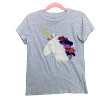 Load image into Gallery viewer, J. Crew | Girls Light Blue Heather Unicorn Short Sleeve Top | Size: 6-7Y
