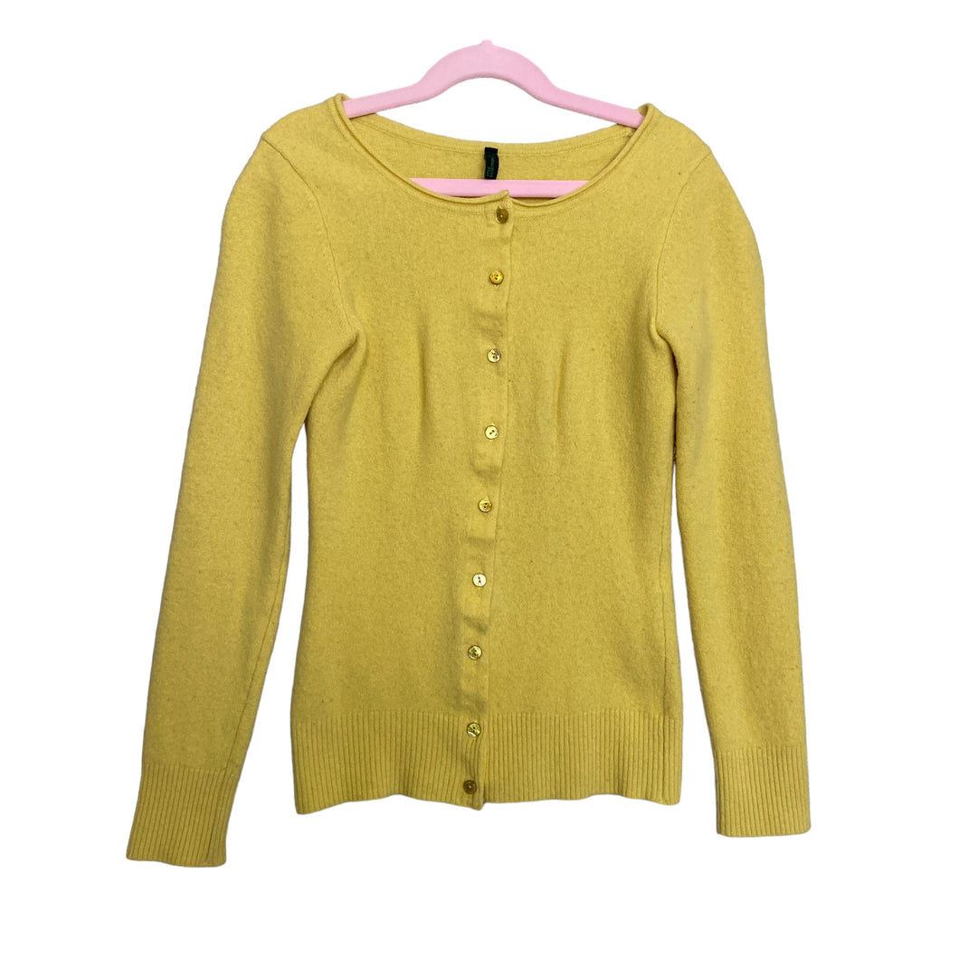 United Colors of Benetton | Girls Bright Yellow Fuzzy Cardigan Sweater | Size: MY