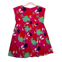 Load image into Gallery viewer, DP am | Girls Red/Pink/Blue/Green/White Abstract Floral Print Short Sleeved Dress | Size: 6Y

